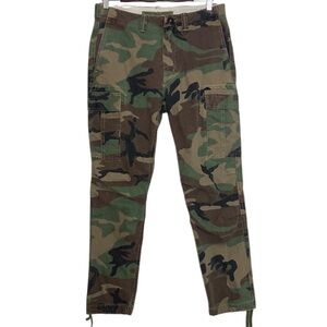 Polo Ralph Lauren Pants Mens 30 x 28 Green Camo Cargo Cotton Twill Tapered